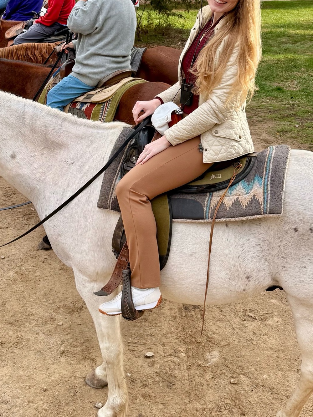 Quince Ultra-Stretch Ponte Straight Leg Pants - Roasted Pecan - Picture 2 of 6